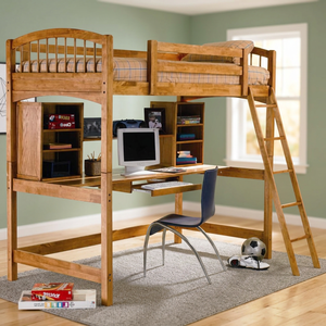 Lit superposé pour enfants en bois massif Ardena, gain de place, taille personnalisée, design moderne, chambre de garçon, appartement, hôtel, hôpital - Product Image 3