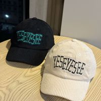 Casquette de baseball en velours côtelé avec lettre brodée, style Dad Hat, visière incurvée réglable, streetwear décontracté pour femmes et hommes
