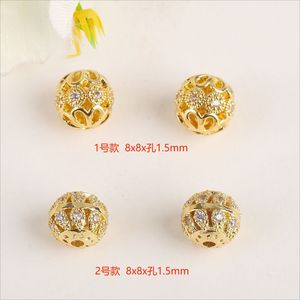 ลูกปัดเซอร์คอนชุบทอง 18K ขนาด 8 มม. 10 มม. แบบกลมฉลุลาย สำหรับทำเครื่องประดับ DIY - Product Image 2