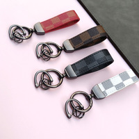 Porte-clés de voiture en forme de fer à cheval texturé floral tendance avec anneau à ressort, accessoire automobile