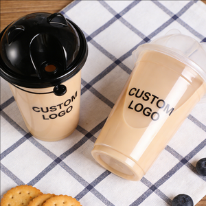 Milk Tea Pet Single Wall Plastic <b>Cups</b> with Black Cover 90mm 500cc <b>12oz</b> 18oz 30oz for Bubble Tea - Product Image 2