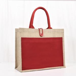 공장 직공급 천연 황마 가방 소나 패키지 리넨 가방 포장 쇼핑백 (손잡이 포함) - Product Image 2