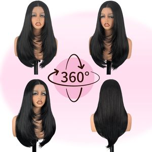 Peluca de encaje frontal <span class=keywords><strong>Su</strong></span> Mei.s 13X4 marrón claro, larga y lisa, sin pegamento, para mujer, con encaje HD y línea de cabello pre-arrancada (Marrón Claro 13X4) - Product Image 5