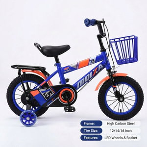 Vélo pour enfants de 12, 14 et 16 pouces avec roues d'apprentissage à LED clignotantes et panier de rangement bleu, série <span class=keywords><strong>X5</strong></span>, vélo pour enfants pour garçons et filles - Product Image 5