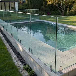 Barandilla de Vidrio sin Marco al por Mayor, Valla de Vidrio con Soportes de Acero Inoxidable, Barandilla de Seguridad de Fácil Instalación para Piscina, Jardín, Villa - Product Image 1