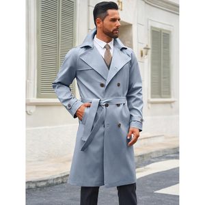 เสื้อโค้ทกันลมแบบมีกระดุมสองแถวของผู้ชายเสื้อโค้ทแบบคลาสสิกสำหรับ2025คอปกเสื้อแจ็คเก็ตลำลองมีกระดุม - Product Image 2