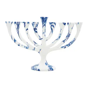 9 Branch Menorah Blue and white porcelain pattern Wholesale Rate For Home Hotel Restaurant Decoration Israel Menorah