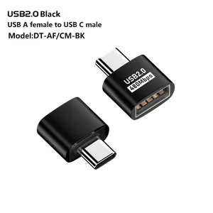 Adaptor konverter USB 2.0 C pria ke USB A Female, konektor OTG 480Mbps 3A colokan daya tipe-c