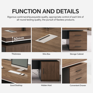 Custom 2024 Modern Luxury Convertible Wooden <strong>Office</strong> Desk Workstation Executive CEO <strong>Table</strong> For Boss Luxury Executive Workstation - Product Image 4