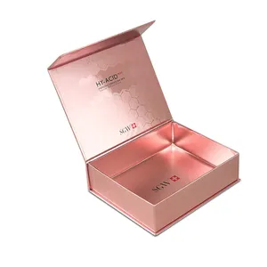 Cartón personalizado de lujo rígido cuadrado Rosa imán vacío papel cosmético embalaje Cajas de Regalo magnéticas con tapa