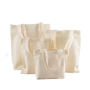 حقيبة تسوق صغيرة سميكة من القطن القماشي معاد تدويرها ذات سعة كبيرة عصرية بشعار مخصص مع جيب وسحاب