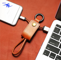 Kabel USB kulit modis pengisian cepat, gantungan kunci kulit kabel pengisi daya Data untuk ponsel