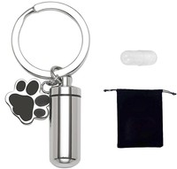 Offre Spéciale – Pendentif Cercueil Moderne en Acier Titane Poli, Flacon de Parfum Cylindrique Ouvert avec Sceau de Patte, pour Hommage aux Proches, Animaux et Humains