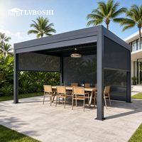 Moderne Wasserdichte 3x3m Garten-Pergola Ferngesteuertes Lamellendach Aluminium Bioklimatisches System Schattenspendende Terrassen-Gartenlaube