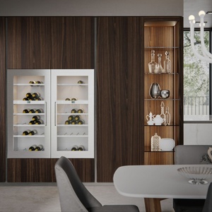 Meuble de cuisine de luxe 2026, design modulaire, placage bois, meuble de cuisine moderne avec système de tirage vers le bas - Product Image 5