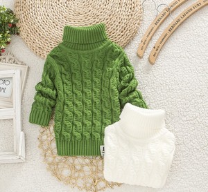 Vêtements en laine pour bébés filles et garçons, automne-hiver, couleur unie, pulls chauds à col roulé, vêtements pour enfants en bas âge - Product Image 3