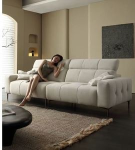 Sofá de cuero con estructura de madera maciza, sofá tapizado con esponja de alta densidad de Asia Oriental, muebles para el hogar, sala de estar, Hotel - Product Image 3