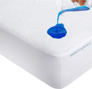 Ecofriendly Organic Mattress Cover Bamboo Terry Fitted Sheet Bed Cover Waterproof Mattress Protector