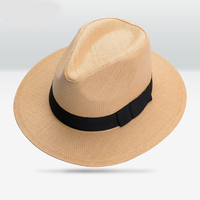 Sombrero Panamá Unisex de Paja para Primavera Verano, Estilo Jazz, Protección Solar para Viajes, Pesca, Casual, Aire Libre