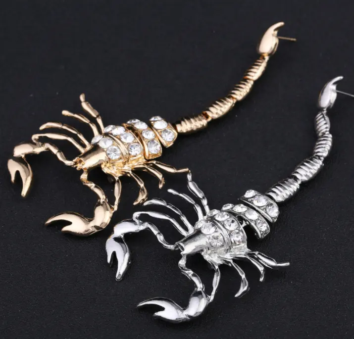 Ear Drop Bronze Insect Jewelry Gold and flashy hanging scorpion earrings