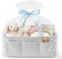 Panier de rangement pour chambre d'enfant en velours côtelé doux de qualité supérieure avec séparateurs amovibles et poignées, organisateur portable, cadeau pour la liste de naissance et la fête prénatale