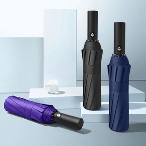 Paraguas Moderno Totalmente Automático con Varillas de Hierro, Protección UV, Diseño de Hueso de Dragón Doble, 24 Varillas, Revestimiento Negro, Novedoso Protector Solar para Hombres y Mujeres - Product Image 1