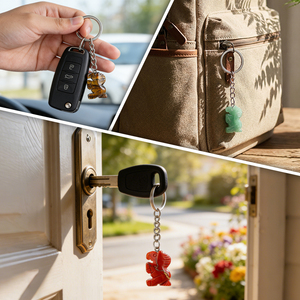 Llavero con Colgante de Caballo Pequeño y Lindo de Cristal de Ágata de <span class=keywords><strong>Jade</strong></span> Natural con Anillo de Aleación para Coche, Bolso, Llaves, Adorno Colgante, Decoración, Regalo - Product Image 4
