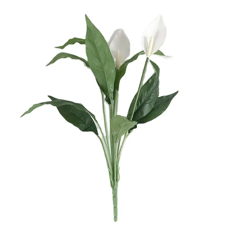 Factory supply wholesale white color 56cm 22.05 inches tall calla lily artificial flowers white palm for home decor