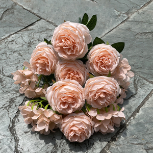 Décorations de fleurs pour mariage M539, bouquet de roses rouges, d'hortensia, pivoines en soie, bouquet de roses pour le <span class=keywords><strong>jardin</strong></span>, en vrac - Product Image 6