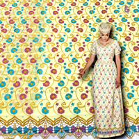 Tissu en dentelle de polyester soluble dans l'eau, brodé de fleurs, style ethnique, pour la confection de robes et jupes de soirée africaines