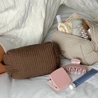 Pochette cosmétique gaufrée en coton grande capacité avec logo personnalisé 2026 – Sac de maquillage multifonctionnel pour voyage