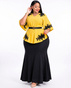 Vêtements ethniques africains Dashiki à motifs unis pour femmes adultes, ensembles de 2 pièces, jupes, costumes, fausse fourrure, automne - Product Image 1