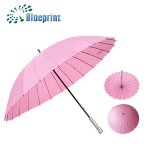 Más barato <span class=keywords><strong>Rosa</strong></span> 24 costillas foto personalizada a prueba de viento fibra de vidrio Manual Stick paraguas fabricante China - Product Image 1