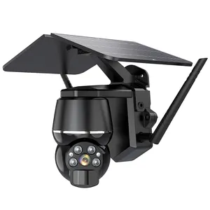 5MP太阳能4G IP摄像机PTZ双向音频彩色夜视户外防水PIR闭路电视监控无线低功耗摄像机