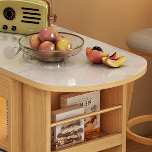 Japanese Style L Shape <b>Bar</b> Table With Storage Cabinet <b>For</b> <b>Home</b> Living Room Multi Functional Island Desk - Product Image 4
