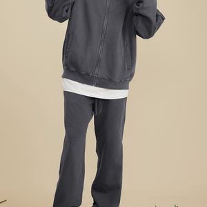 Fabricants de vestes en coton molletonné lourd à fermeture éclair pour vêtements personnalisés, vestes pour hommes de haute qualité, délavées au soleil - Product Image 4