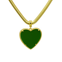 Collier Pendentif Cœur en Cuivre Plaqué Or Noir Vert Blanc Rouge pour Femme, Vente en Gros, Personnalité Féminine
