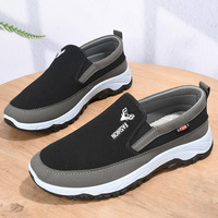 Chaussures en toile pour hommes, chaussures décontractées à semelle épaisse antidérapante et confortable pour les personnes d'âge moyen