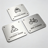 Plaque de logo métallique personnalisée gravée en acier inoxydable, panneau signalétique pour entreprise, étiquette de porte