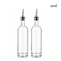 Bouteille Distributrice d'Huile en Verre Cylindrique Transparent de 17 oz avec Bec Verseur, Base Lourde, pour Sirop, Vinaigre, Huile d'Oliven, Vente en Gros, OEM
