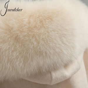 Cappotto di <span class=keywords><strong>pelliccia</strong></span> di Cashmere autunno inverno all'ingrosso di colore solido alla moda con cintura da donna in Cashmere con cappuccio - Product Image 3