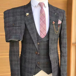 Luxury Single Breasted Suits for Men 3 Piece Set Modern Wedding Ceremony Groom Attire Reception <strong>Dinner</strong> <strong>Jacket</strong> - Product Image 4