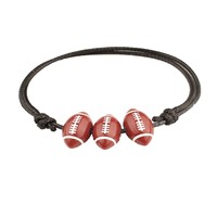 Bracelet tressé élastique ajustable avec breloques, style européen et américain, motif ballon de football et tennis, bleu - Grande Vente