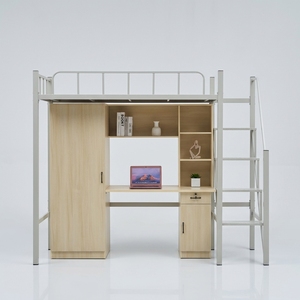 <span class=keywords><strong>Lit</strong></span> superposé <span class=keywords><strong>en</strong></span> <span class=keywords><strong>fer</strong></span> forgé moderne et minimaliste pour dortoir universitaire, avec bureau intégré, pour une personne, garantie de 3 ans - Product Image 1