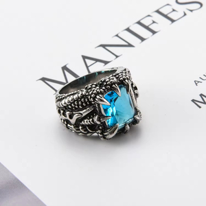 Tùy chỉnh bán buôn hiphop cá nhân rồng Claw Đỏ thép không gỉ Vòng đá quý - Product Image 5