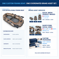 Perahu Karet Tiup Kustom dan Perahu Dinghy dengan Lantai Tiup, Kursi Bangku, Dayung, Branding dan Kemasan OEM untuk Pengecer Kelautan