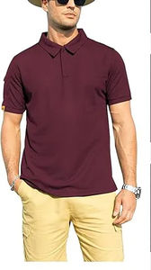 Polo rojo vino con estilo multifuncional, venta al por mayor, ropa informal, polos de manga corta con estilo - Product Image 2