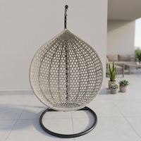 Fauteuil suspendu en osier avec base ronde de couleur personnalisée, chaise suspendue en forme d'œuf avec coussin en polyester pour le jardin, mobilier d'extérieur