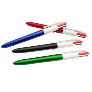 Multicolor a 4 color pluma de tinta novedad de material plástico de 4 en 1 recambios promocional bolígrafo multicolor