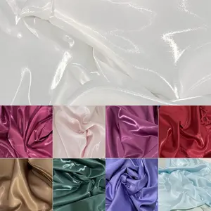 English Satin Fabric Rolls White Luxury Glossy Metallic Liquide Satin Fabric